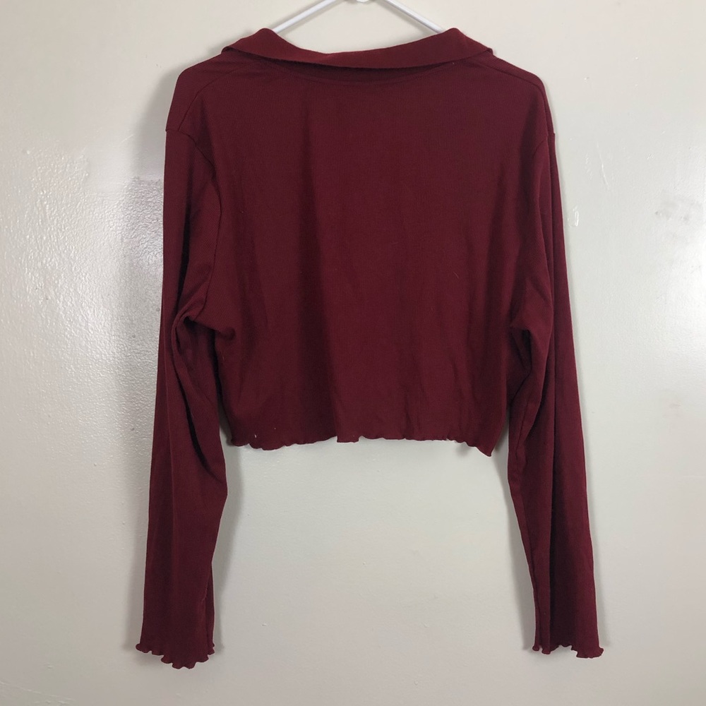 Shein Curve Cropped Button Up Sweater Top - Picture 3 of 4